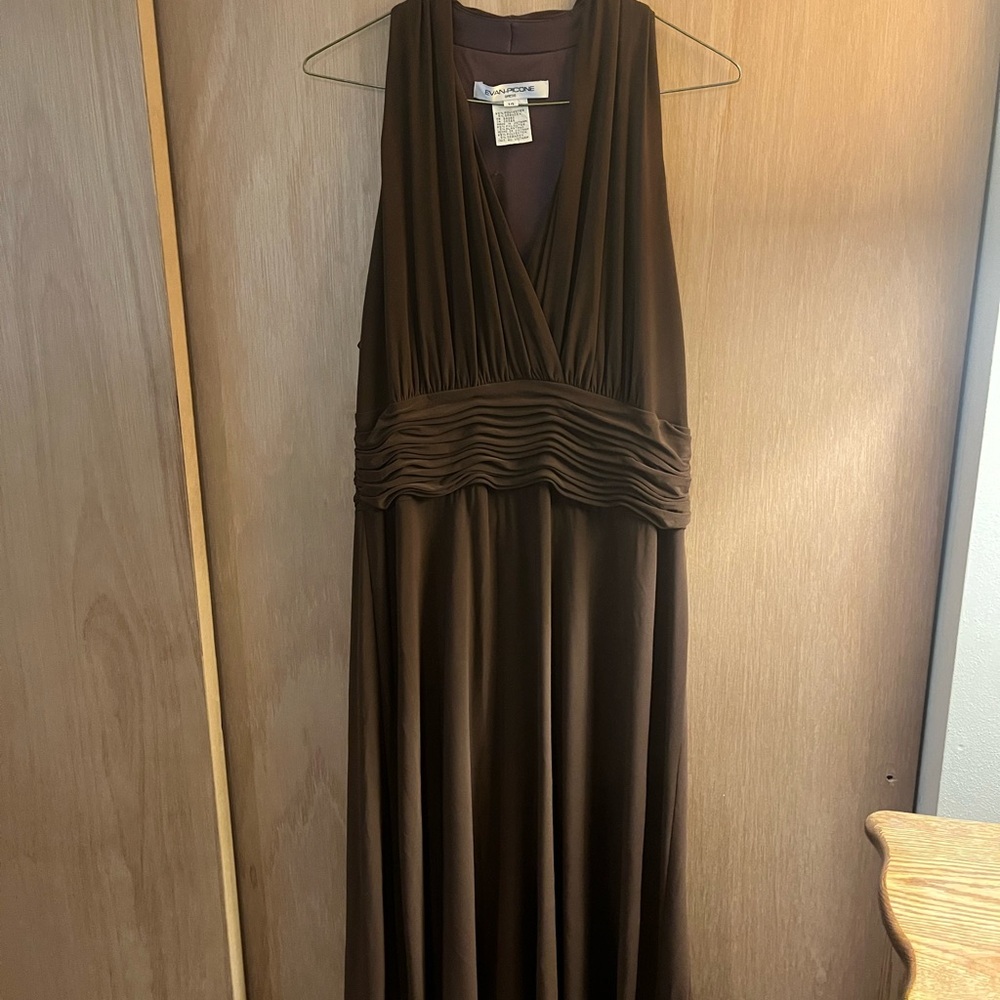 Evan Picone Chocolate Brown Midi Dress